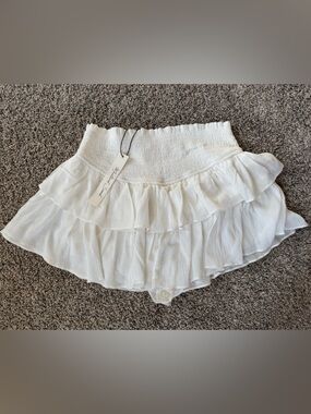 Mustard Seed White Ruffled Smocked Mini Skort